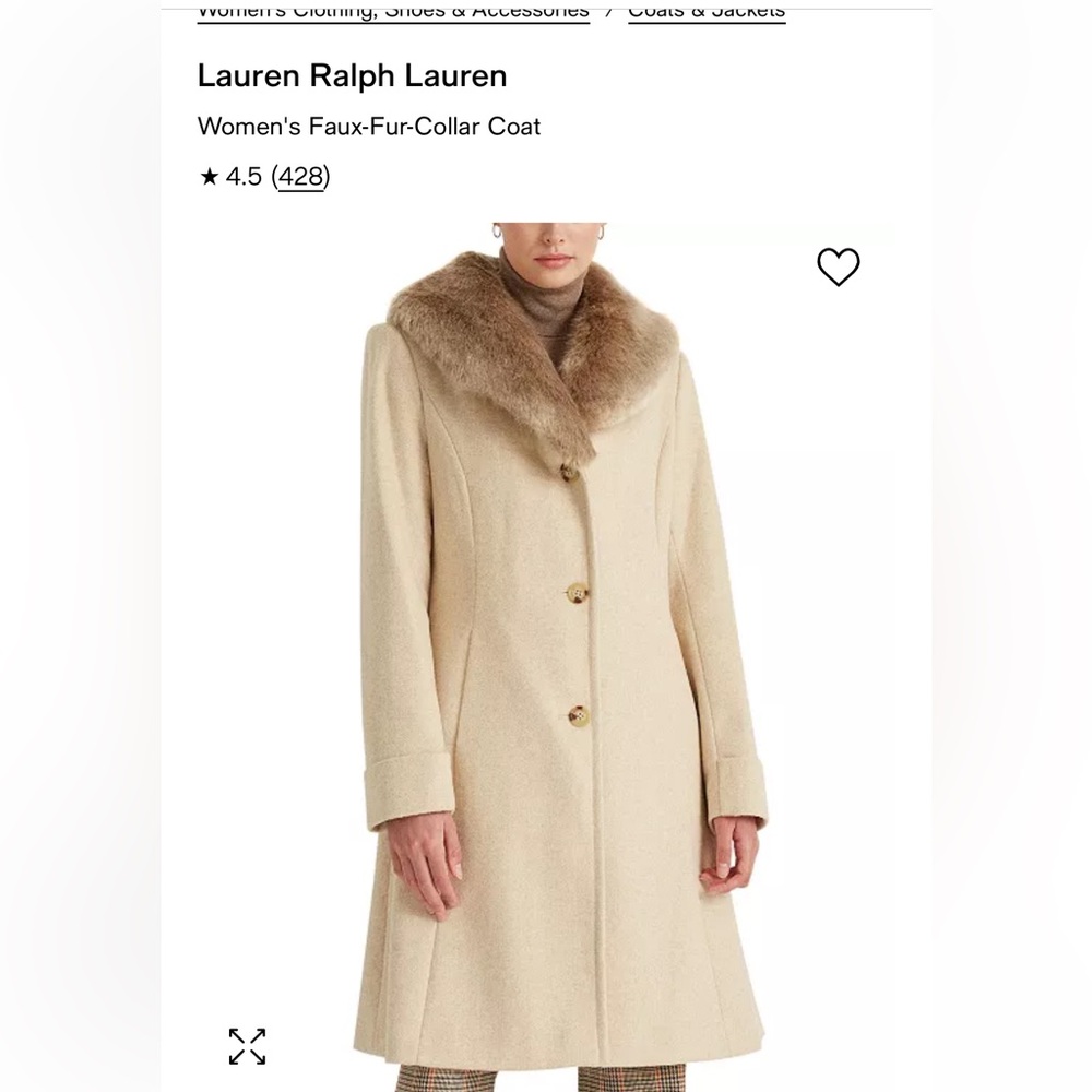 Women’s Wool-blend coat with plush faux-fur trim.  Like new.